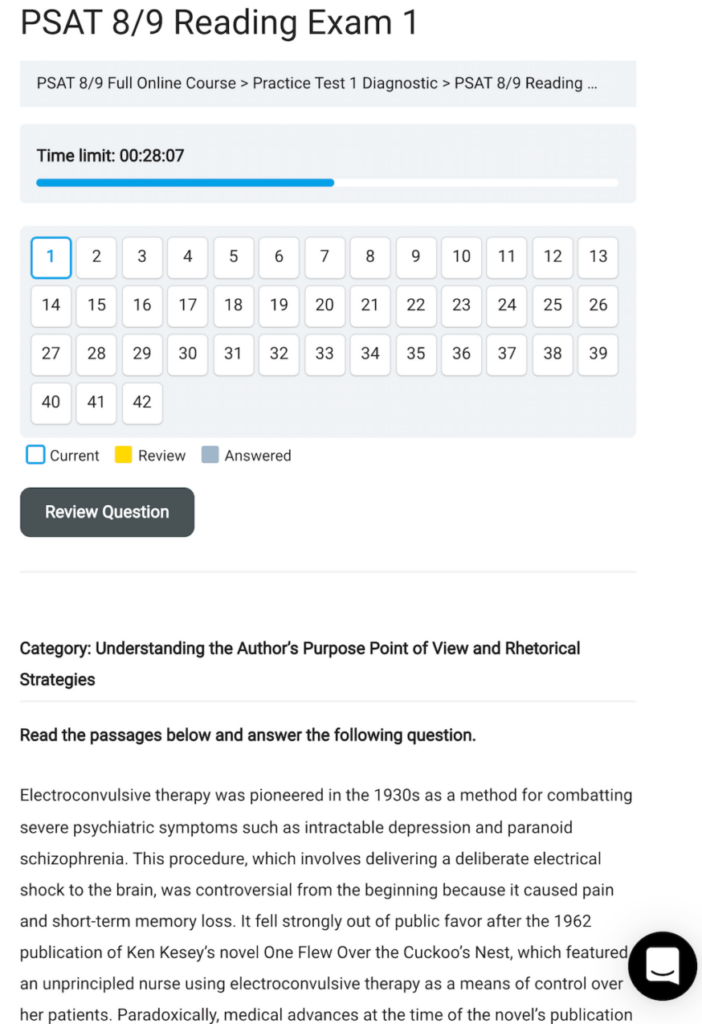 PSAT Reading Practice Test